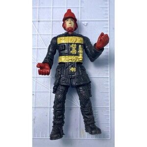 Chap Mei Fire Fighter 4" Action Figure Only! Rescue Squad Black Coat Red Hat